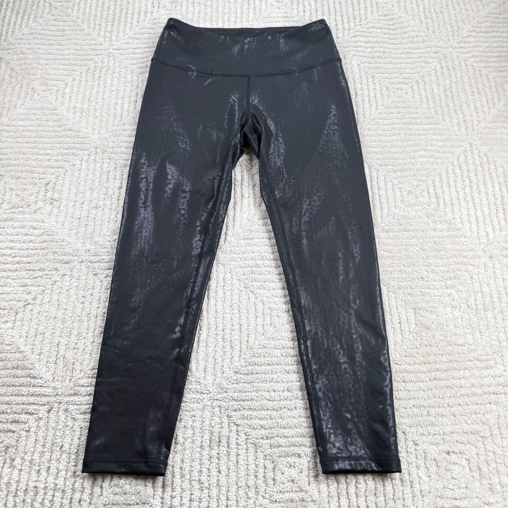 Z BY ZELLA Leggings Women's Small Black Metallic Foil Animal Print Activewear